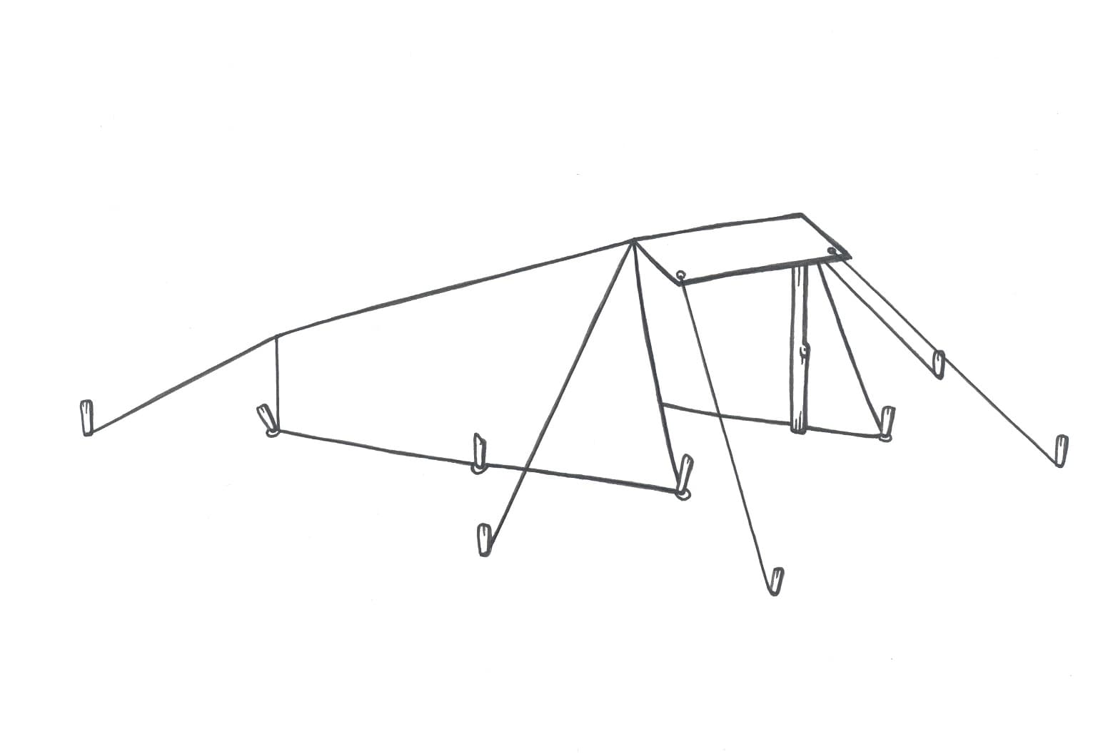 Bild: Kirsti Pusa Teckning av ett vindskydd.