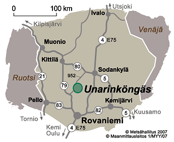 Unarinkönkään kulkuyhteydet ja kartat 