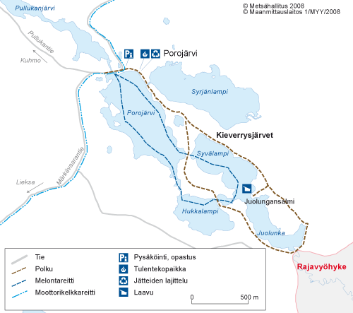 Kieverrysjärvien kulkuyhteydet ja kartat 