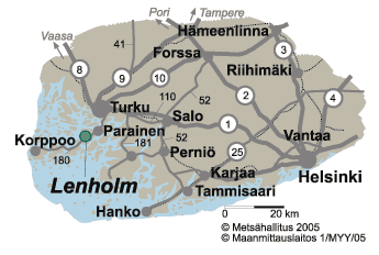 Lenholmin kulkuyhteydet ja kartat 