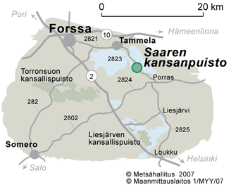 Saaren kansanpuiston kulkuyhteydet ja kartat 