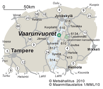 Vaarunvuorten kulkuyhteydet ja kartat 