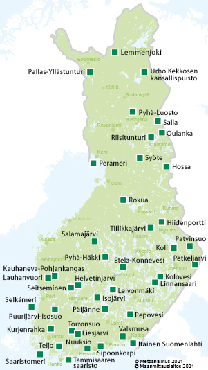 Top 82+ imagen suomen kansallispuistot kartta